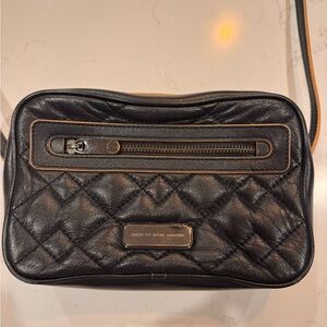 Marc Black Quilted Leather Crossbody Bag